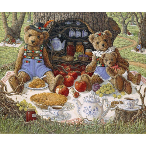 Bentleys Family Picnic Gold Ornate Wood Framed Art Print with Double Matting by Kruskamp, Janet