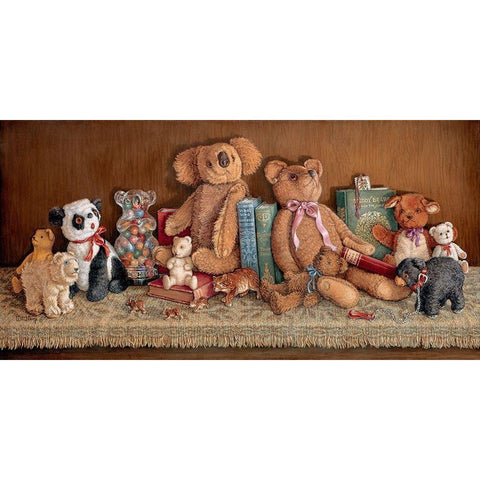 Teddy Bear Collection White Modern Wood Framed Art Print by Kruskamp, Janet