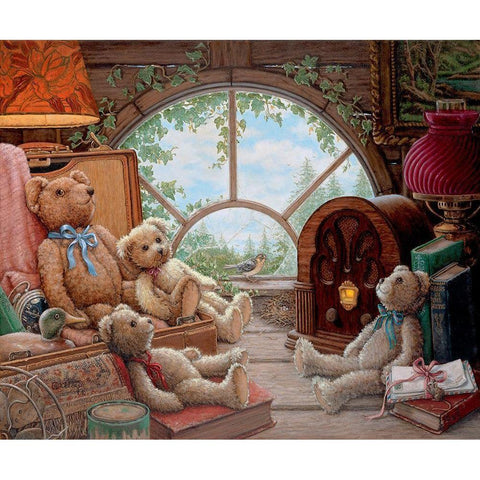 Bears In The Attic Gold Ornate Wood Framed Art Print with Double Matting by Kruskamp, Janet