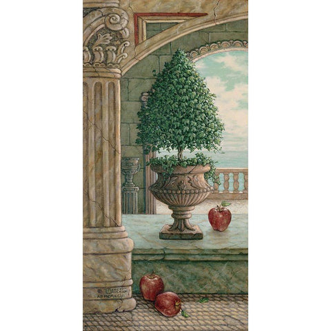 Apple and Topiary Gold Ornate Wood Framed Art Print with Double Matting by Kruskamp, Janet