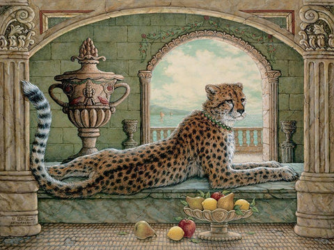 Royal Cheetah Black Ornate Wood Framed Art Print with Double Matting by Kruskamp, Janet