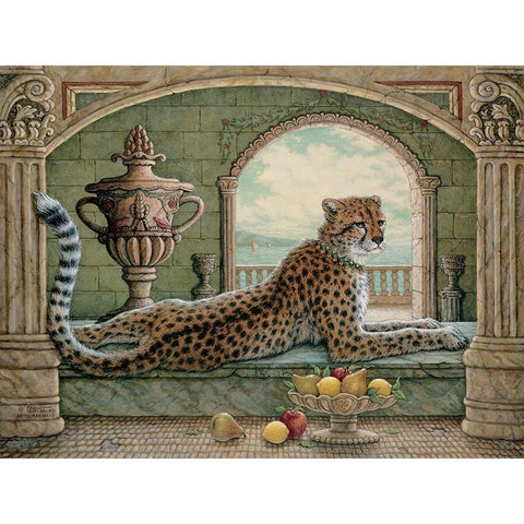 Royal Cheetah Black Modern Wood Framed Art Print by Kruskamp, Janet