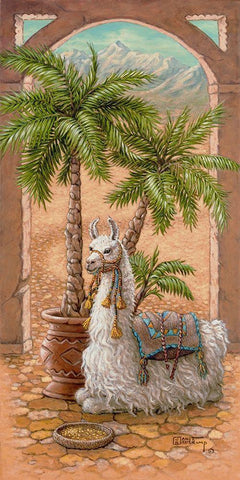 White Llama II White Modern Wood Framed Art Print with Double Matting by Kruskamp, Janet