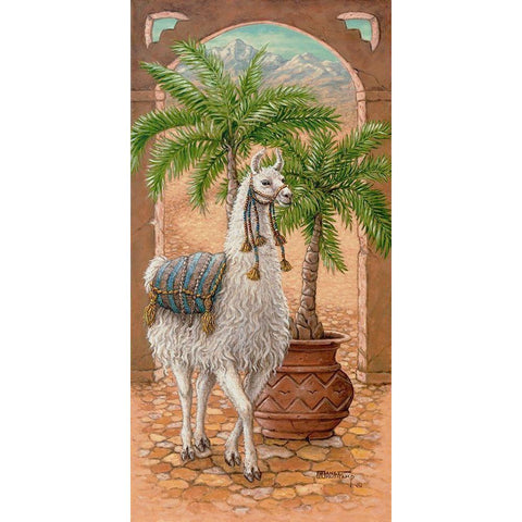 White Llama I Gold Ornate Wood Framed Art Print with Double Matting by Kruskamp, Janet