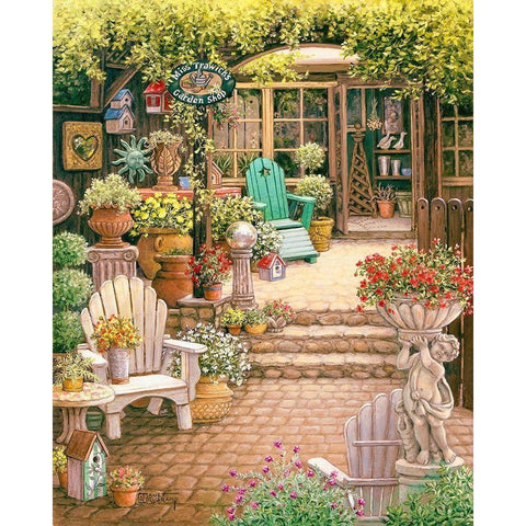 Miss Trawicks Garden Shop Gold Ornate Wood Framed Art Print with Double Matting by Kruskamp, Janet