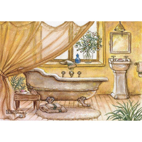 Vintage Bathtub II Gold Ornate Wood Framed Art Print with Double Matting by Kruskamp, Janet