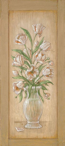 White Tulips Black Ornate Wood Framed Art Print with Double Matting by Kruskamp, Janet