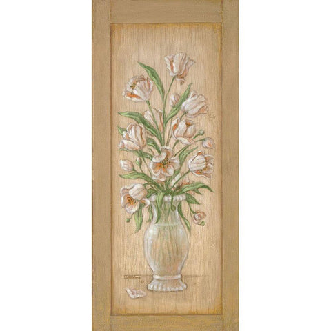 White Tulips Gold Ornate Wood Framed Art Print with Double Matting by Kruskamp, Janet