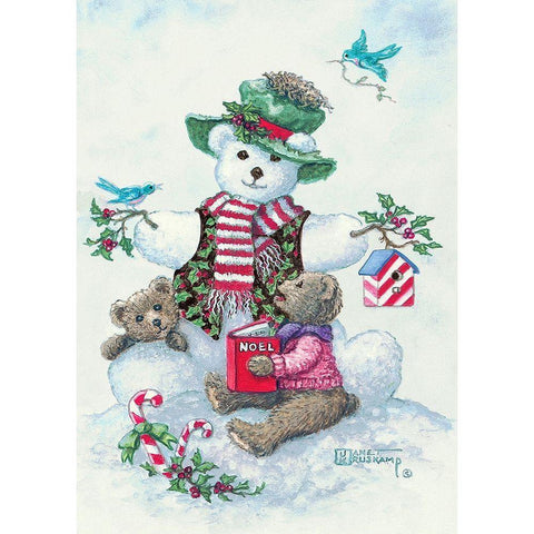 Snowman Teddy Bear I White Modern Wood Framed Art Print by Kruskamp, Janet