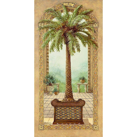 Palm Tree in Basket I Gold Ornate Wood Framed Art Print with Double Matting by Kruskamp, Janet