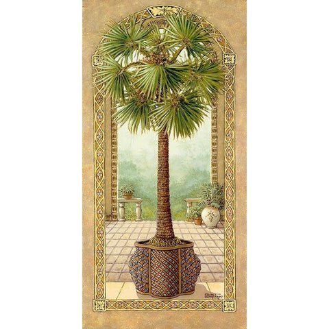 Palm Tree in Basket II White Modern Wood Framed Art Print by Kruskamp, Janet