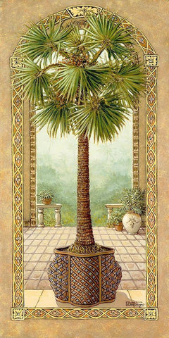 Palm Tree in Basket II Black Ornate Wood Framed Art Print with Double Matting by Kruskamp, Janet