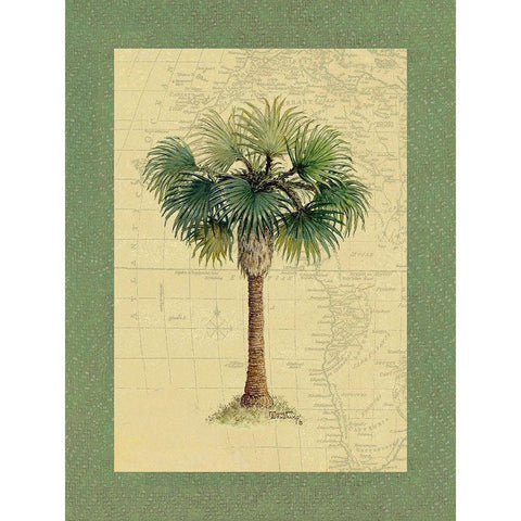 Palm Tree V Black Modern Wood Framed Art Print with Double Matting by Kruskamp, Janet