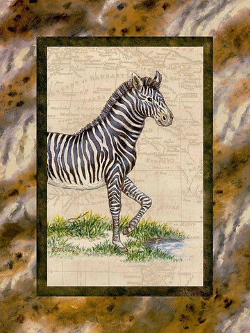 Zebra Black Ornate Wood Framed Art Print with Double Matting by Kruskamp, Janet