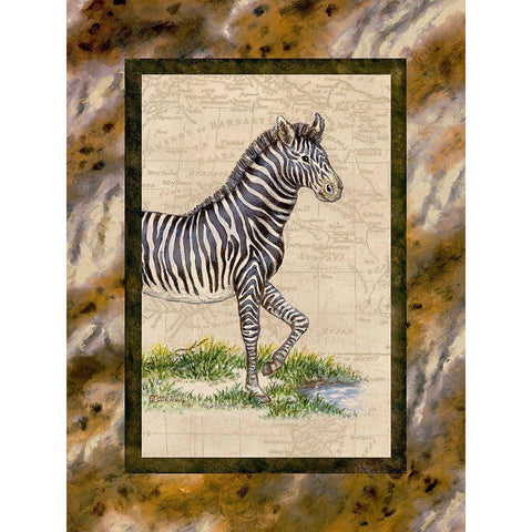 Zebra Gold Ornate Wood Framed Art Print with Double Matting by Kruskamp, Janet