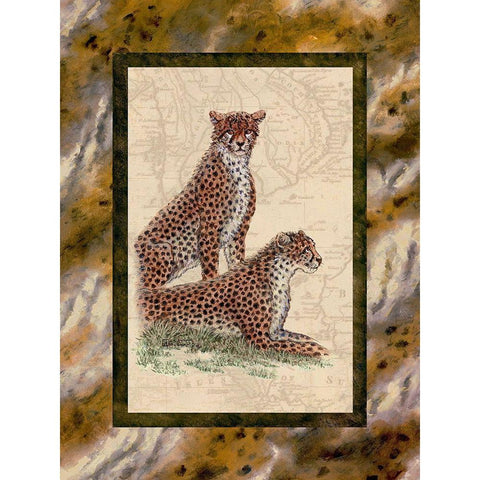 Cheetahs Gold Ornate Wood Framed Art Print with Double Matting by Kruskamp, Janet