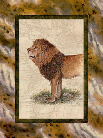 Lion White Modern Wood Framed Art Print with Double Matting by Kruskamp, Janet