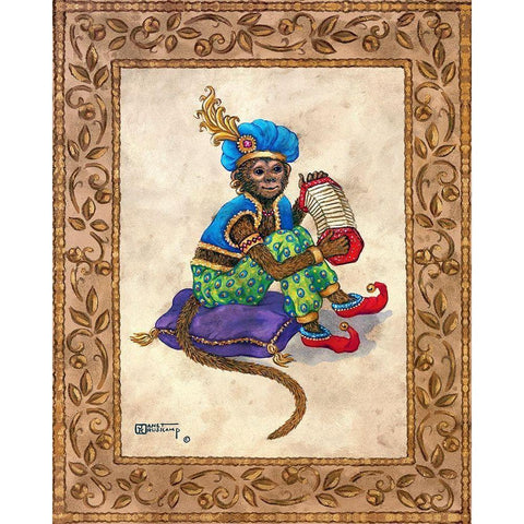 Monkey With Concertina Gold Ornate Wood Framed Art Print with Double Matting by Kruskamp, Janet