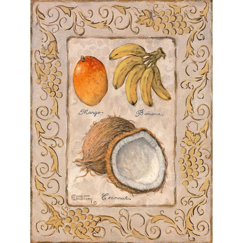 Tropical Fruit I Black Modern Wood Framed Art Print with Double Matting by Kruskamp, Janet