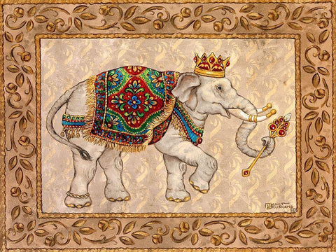 Royal Elephant I Black Ornate Wood Framed Art Print with Double Matting by Kruskamp, Janet