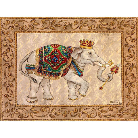 Royal Elephant I White Modern Wood Framed Art Print by Kruskamp, Janet