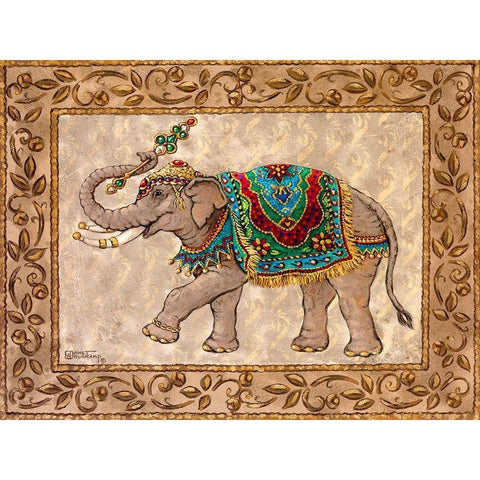 Royal Elephant II White Modern Wood Framed Art Print by Kruskamp, Janet