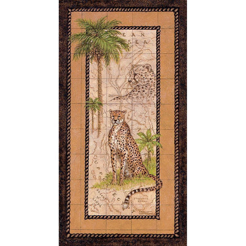 Map with Cheetah Gold Ornate Wood Framed Art Print with Double Matting by Kruskamp, Janet