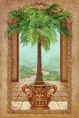 Classical Palm Tree Black Ornate Wood Framed Art Print with Double Matting by Kruskamp, Janet