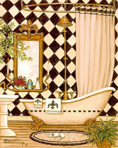 Elegant Bath I Black Ornate Wood Framed Art Print with Double Matting by Kruskamp, Janet