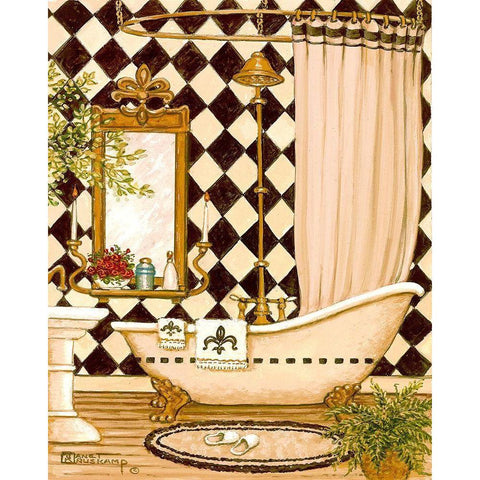 Elegant Bath I Gold Ornate Wood Framed Art Print with Double Matting by Kruskamp, Janet