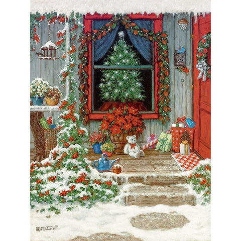 Holiday Front Porch Black Modern Wood Framed Art Print by Kruskamp, Janet