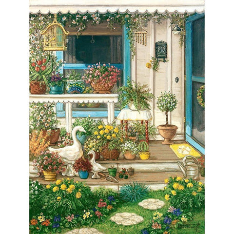 Spring Front Porch Gold Ornate Wood Framed Art Print with Double Matting by Kruskamp, Janet