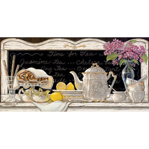 Time for Tea Gold Ornate Wood Framed Art Print with Double Matting by Kruskamp, Janet