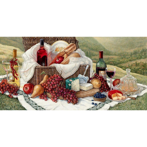 Tuscan Picnic White Modern Wood Framed Art Print by Kruskamp, Janet