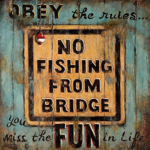 No Fishing White Modern Wood Framed Art Print by Kruskamp, Janet