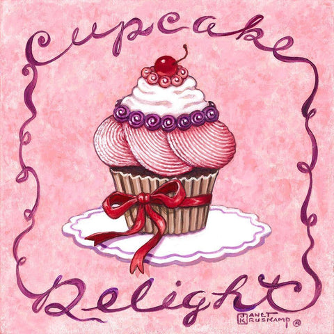 Cupcake Delight Black Ornate Wood Framed Art Print with Double Matting by Kruskamp, Janet