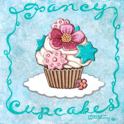 Fancy Cupcakes Gold Ornate Wood Framed Art Print with Double Matting by Kruskamp, Janet