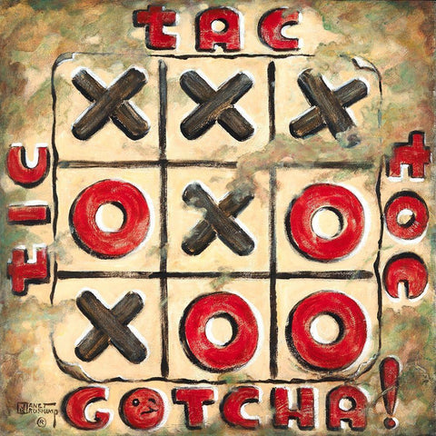 Tic Tac Toe Black Modern Wood Framed Art Print with Double Matting by Kruskamp, Janet