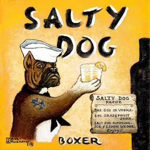 Salty Dog White Modern Wood Framed Art Print with Double Matting by Kruskamp, Janet