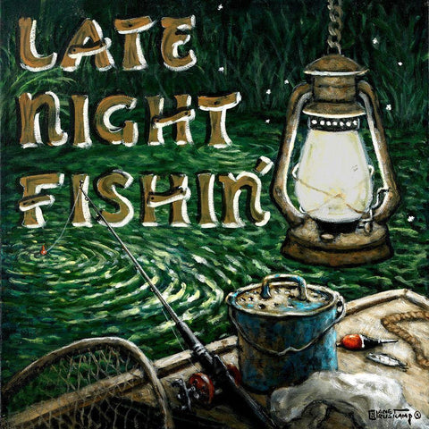 Late Night Fishing Black Ornate Wood Framed Art Print with Double Matting by Kruskamp, Janet