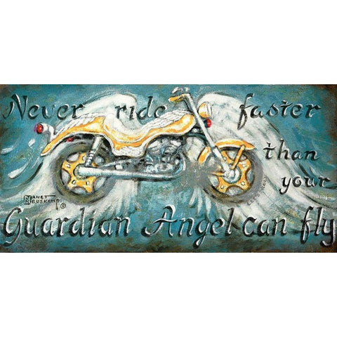 Never Ride Faster White Modern Wood Framed Art Print by Kruskamp, Janet