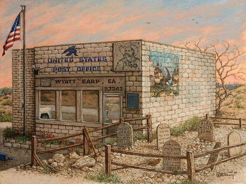 Wyatt Earp Post Office (Earp, CA) White Modern Wood Framed Art Print with Double Matting by Kruskamp, Janet