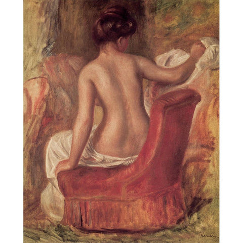 Nude in a Chair White Modern Wood Framed Art Print by Renoir, Pierre-Auguste