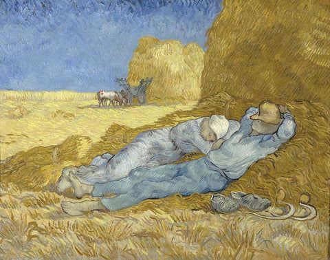 The Siesta Black Ornate Wood Framed Art Print with Double Matting by Van Gogh, Vincent