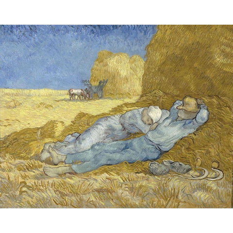 The Siesta Gold Ornate Wood Framed Art Print with Double Matting by Van Gogh, Vincent