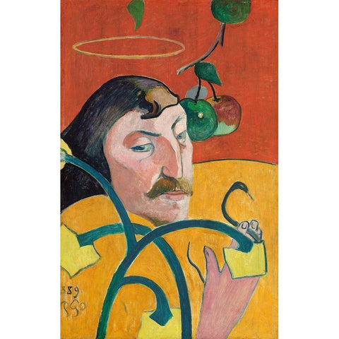 Self-Portrait Black Modern Wood Framed Art Print with Double Matting by Gauguin, Paul