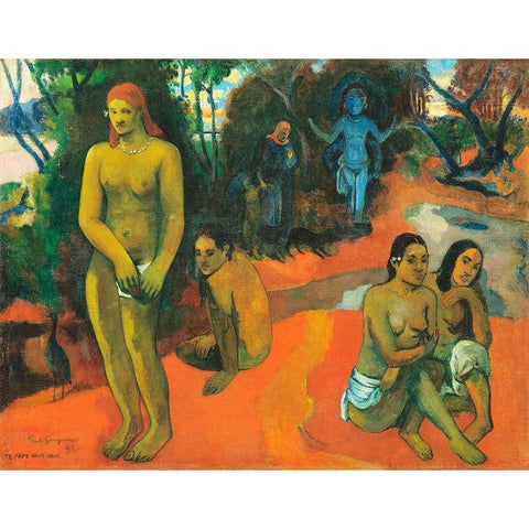 Delectable Waters White Modern Wood Framed Art Print by Gauguin, Paul