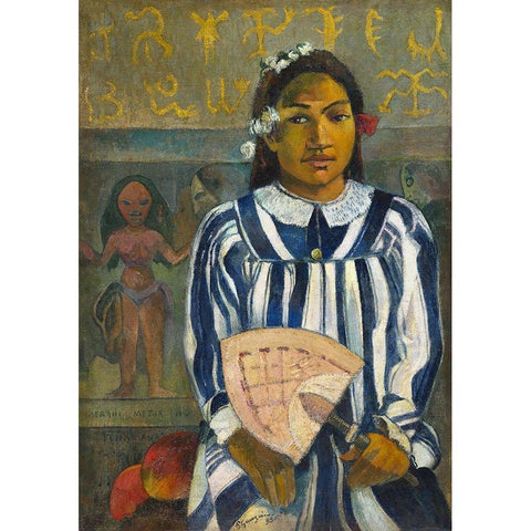 Tehamana Has Many Parents or The Ancestors of Tehamana Black Modern Wood Framed Art Print with Double Matting by Gauguin, Paul