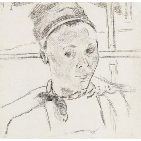 Bust of a Young Breton Woman (Possibly Marie Lagadu) Black Modern Wood Framed Art Print by Gauguin, Paul