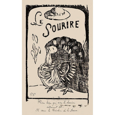 Le sourire Journal mechant, Mar 1900 White Modern Wood Framed Art Print by Gauguin, Paul